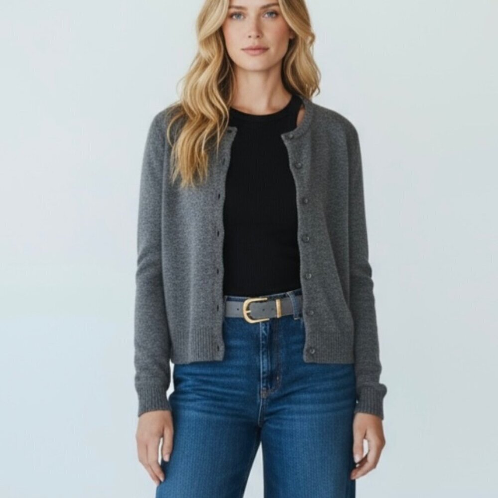 Zara 100% Wool Cardigan SZ XL Dark Gray Button Front Stsple Capsule Wardrobe - Picture 13 of 15